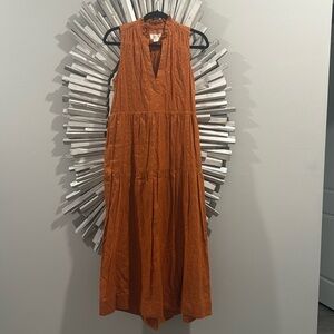 Maeve orange sleeveless midi A-line dress size small